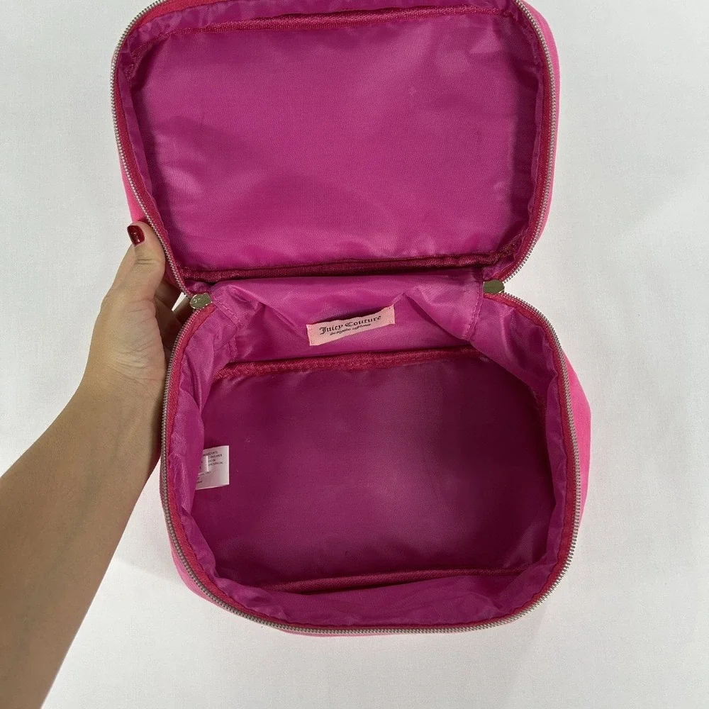 Juicy Couture Vintage Y2K Toiletry Case Rhienstone Pink And Gold Velour